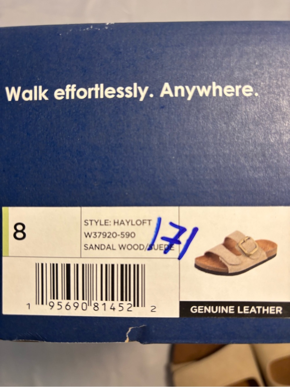 White Mountain Hayloft Beige Suede Double‑Strap Buckle Sandals 8 New - Picture 7 of 7